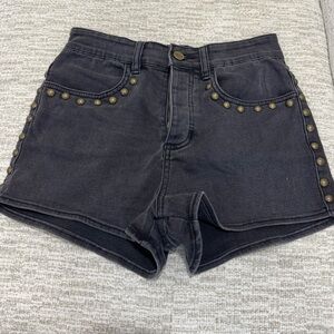 Amuse Society Black High Waist Studded Shorts